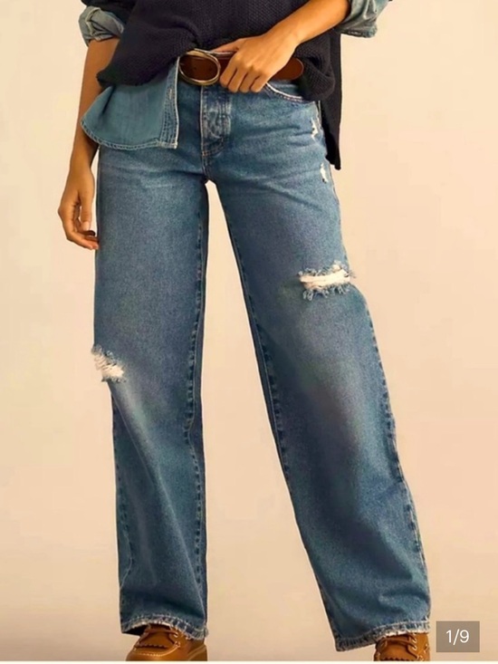 Outland Denim - Outland Mid Rise Classic Blue Distressed Women's Jeans $125